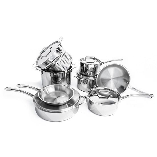  BergHOFF Professional 13 Pc Tri-Ply 18/10 Stainless Steel Cookware Set With Stainless Steel Lids