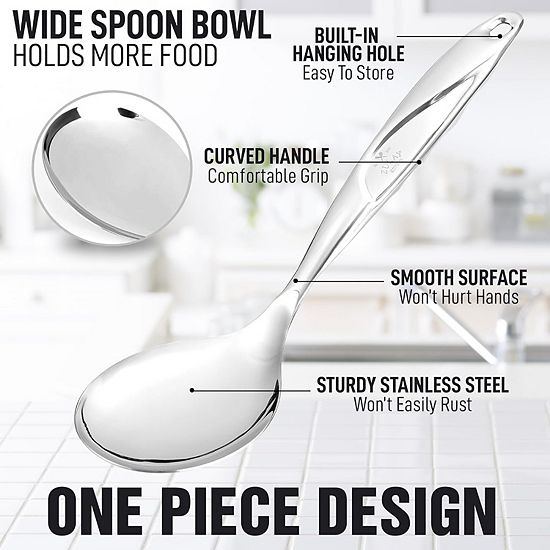  Zulay Kitchen Stainless Steel Serving Spoon - Large Cooking Spoon