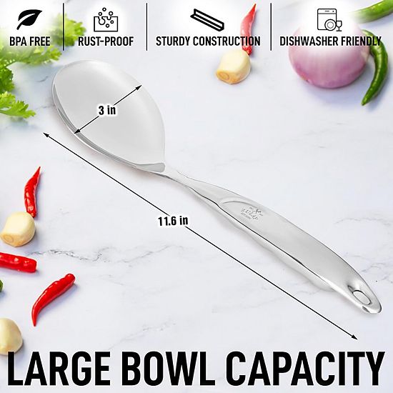  Zulay Kitchen Stainless Steel Serving Spoon - Large Cooking Spoon