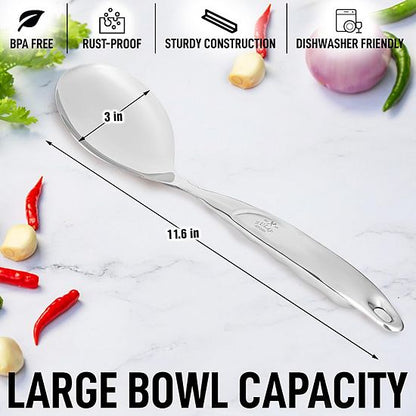  Zulay Kitchen Stainless Steel Serving Spoon - Large Cooking Spoon
