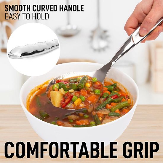  Zulay Kitchen Stainless Steel Serving Spoon - Large Cooking Spoon