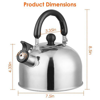  2.1Qt Stainless Steel Whistling Tea Kettle, Stovetop Induction & Gas, Insulated Handle