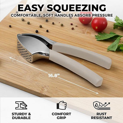  Zulay Kitchen Garlic Press Comfort Grip With Peeler And Brush