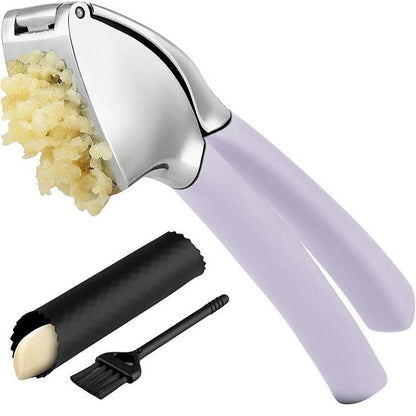  Zulay Kitchen Garlic Press Comfort Grip With Peeler And Brush