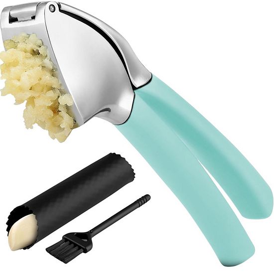  Zulay Kitchen Garlic Press Comfort Grip With Peeler And Brush