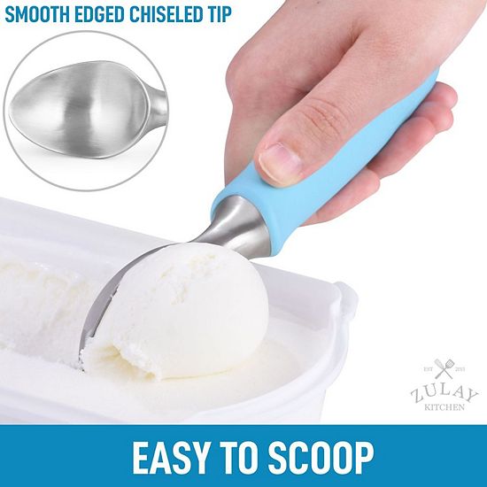 Zulay Kitchen Heavy Duty Stainless Steel Ice Cream Scooper With Non-slip Rubber Grip