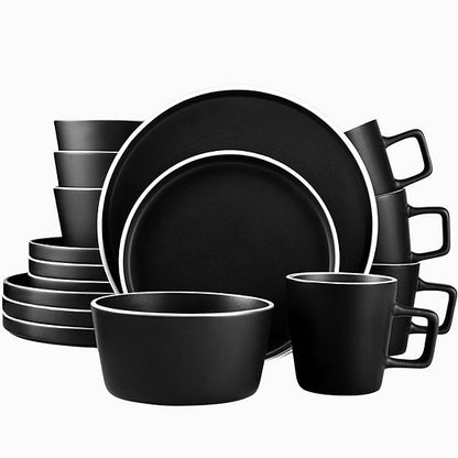  Zulay Kitchen Terra Plates And Bowls Sets, 16 Piece Modern Stoneware Dinnerware - Dish Set For 4