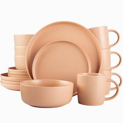  Zulay Kitchen Terra Plates And Bowls Sets, 16 Piece Modern Stoneware Dinnerware - Dish Set For 4