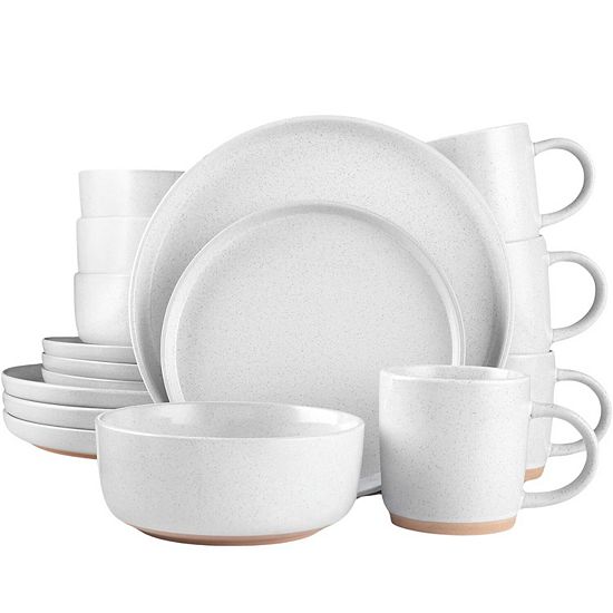  Zulay Kitchen Terra Plates And Bowls Sets, 16 Piece Modern Stoneware Dinnerware - Dish Set For 4