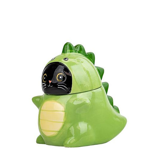  10 Strawberry Street Dino Cat Ceramic Cookie Jar
